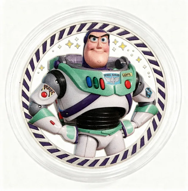 Buzz Lightyear (Hands on Hips) Disney medallion coin, front (Store Command, Magic Kingdom)