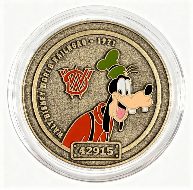 Railroad Goofy (Locomotive 42915) Disney medallion coin, front (Main Street Railroad Station, Magic Kingdom)