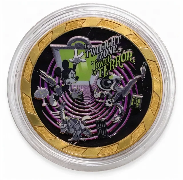 Mickey & Friends Twilight Zone Disney medallion coin, front (Tower Hotel Gifts, Disney's Hollywood Studios)