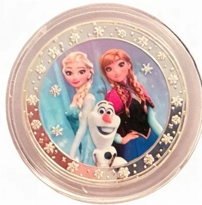 Anna, Elsa & Olaf Disney medallion coin, front (Los Feliz Five & Dime, Disney California Adventure)