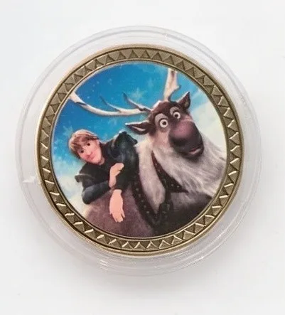 Kristoff & Sven Disney medallion coin, front (Los Feliz Five & Dime, Disney California Adventure)