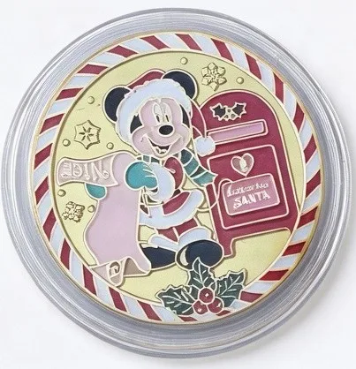 Mickey Reviewing the Nice List Disney medallion coin, front (World of Disney (East), Downtown Disney District)