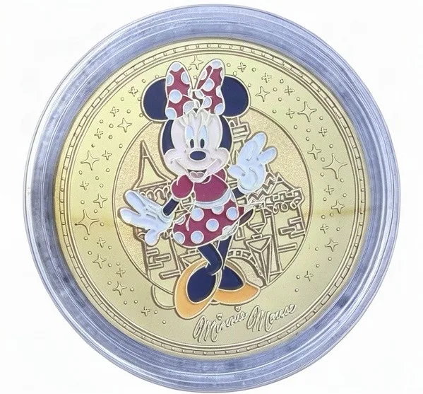 Minnie Mouse Disney medallion coin, front (Candy Palace / Penny Arcade, Disneyland Park)