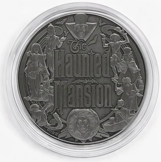Hatbox Ghost Disney medallion coin, back (Disney's Pin Traders, Disney Springs)