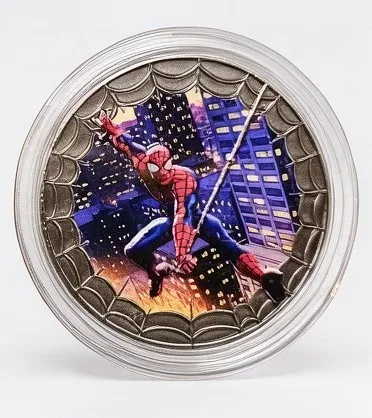 Spider-Man Disney medallion coin, front (The Collector's Warehouse, Disney California Adventure)