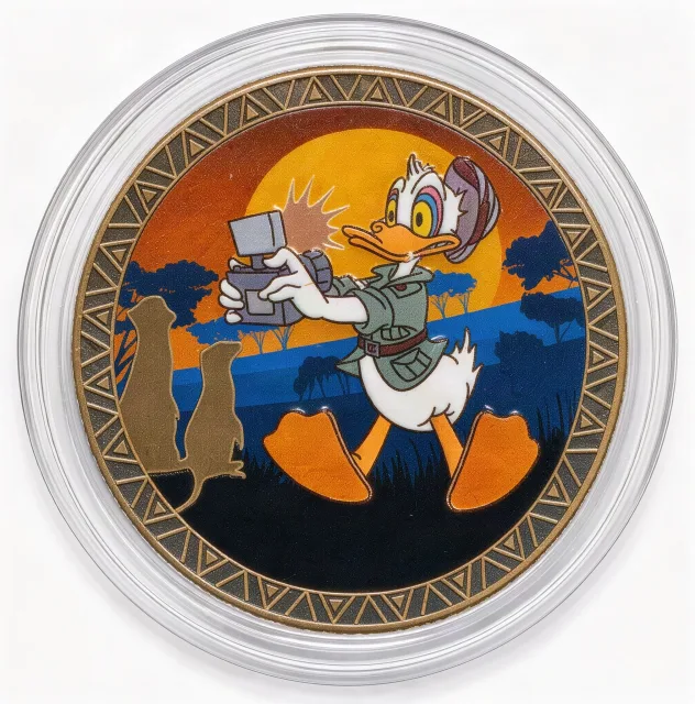 Safari Donald Disney medallion coin, front (Riverside Depot, Disney's Animal Kingdom)