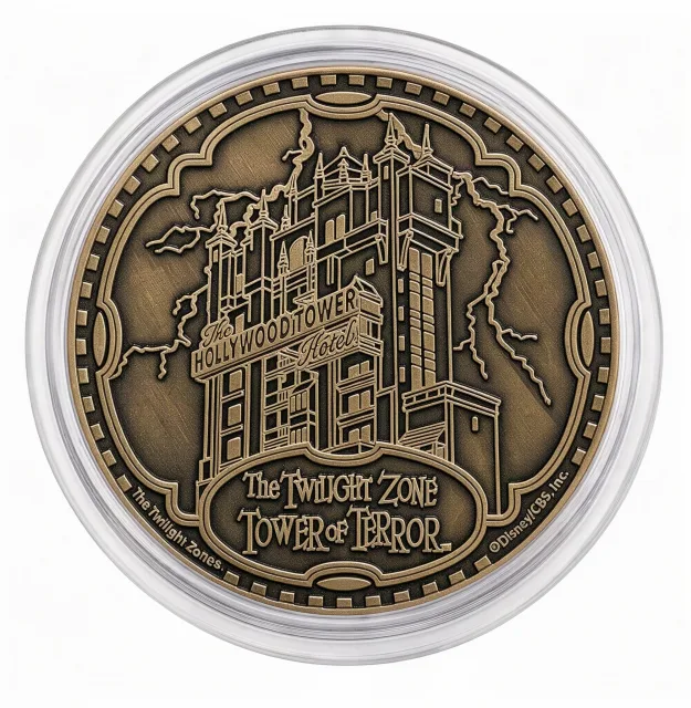 Mickey Elevator 'Drop In If You Dare!' Disney medallion coin, back