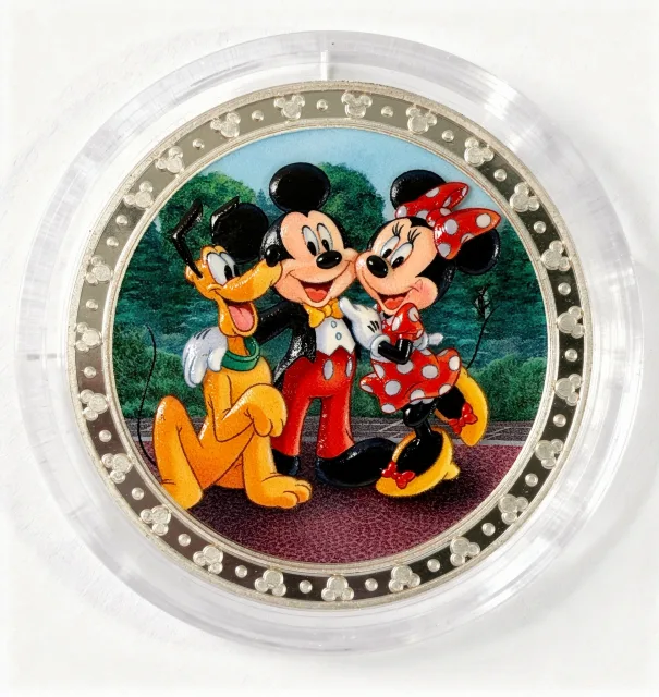 Mickey, Minnie & Pluto Disney medallion coin, front (Emporium, Magic Kingdom)