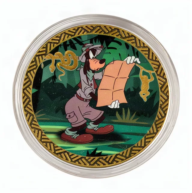 Safari Goofy Disney medallion coin, front (Riverside Depot, Disney's Animal Kingdom)