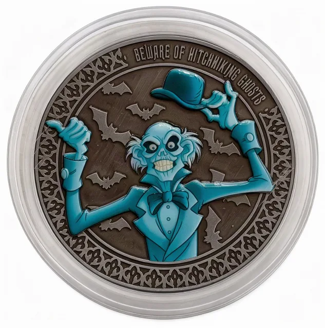 Hitchhiking Ghost 1 Disney medallion coin, front (Disney's Pin Traders, Disney Springs)