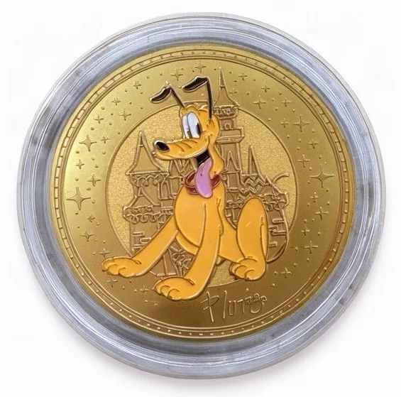 Pluto Disney medallion coin, front (Candy Palace / Penny Arcade, Disneyland Park)
