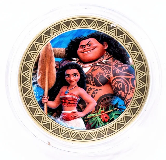 Moana & Maui Disney medallion coin, front (Disney's Polynesian Village Resort, Resort Hotels)