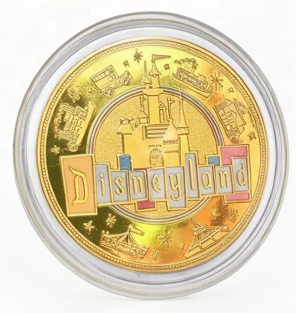 Disneyland Castle & Marquee Disney medallion coin, front (D23 Day event machine, D23 Day at Disneyland 2026)