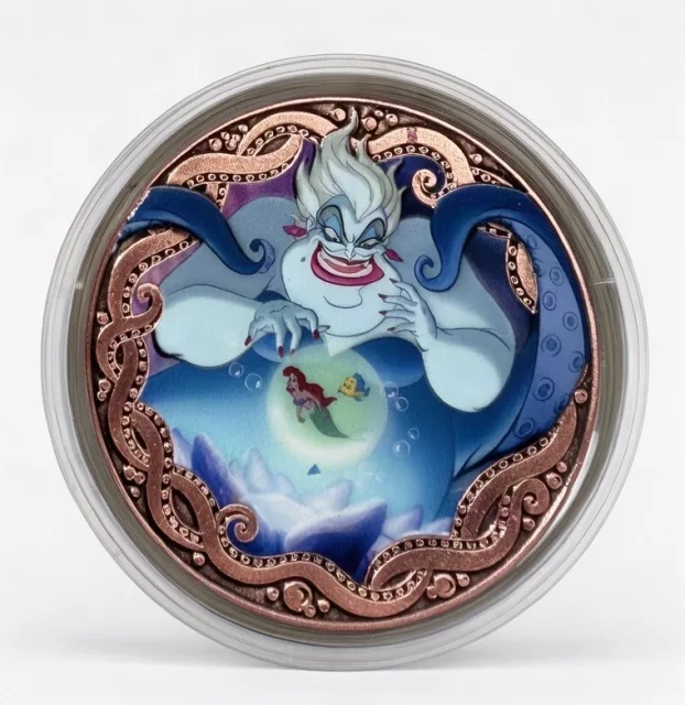 Vanessa / Ursula Disney medallion coin, front (The Disneyland Story (Main Street Opera House exit), Disneyland Park)
