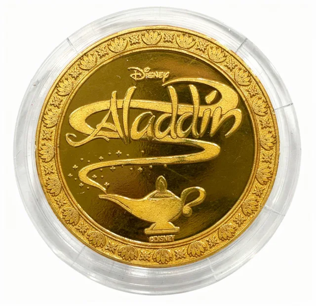 Aladdin & Jasmine Disney medallion coin, back