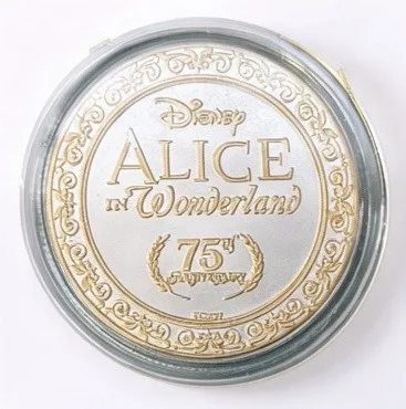 Mad Hatter Disney medallion coin, Alice in Wonderland 75th Anniversary back (World of Disney (West), Downtown Disney District)