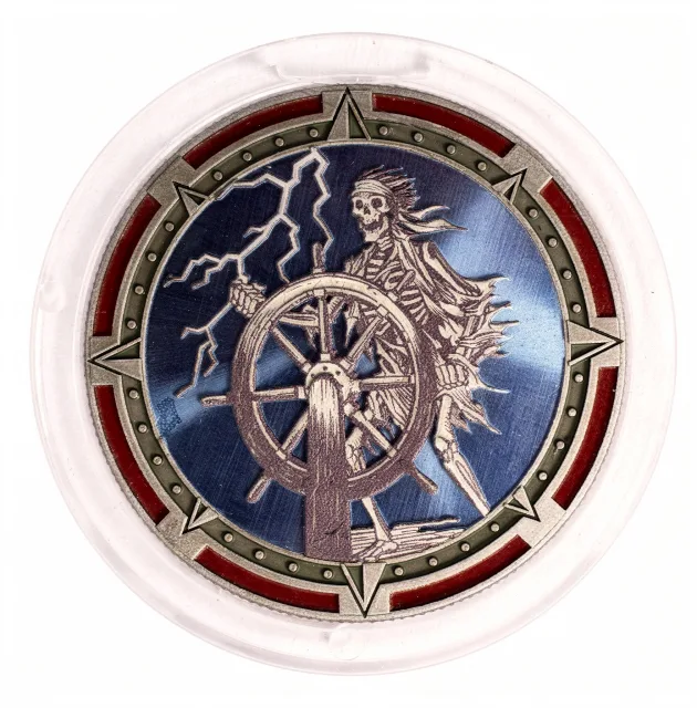 Skeleton Pirate at the Helm Disney medallion coin, front (Emporium, Magic Kingdom)