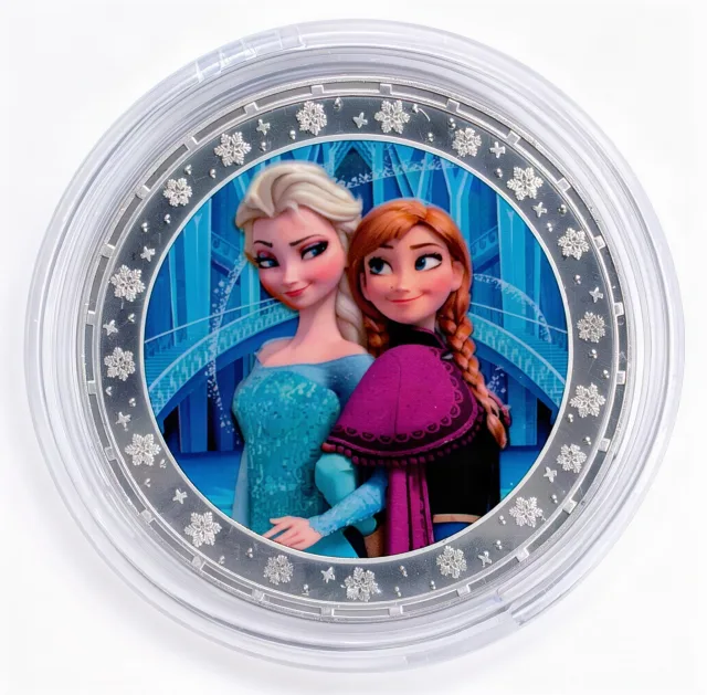 Anna & Elsa Disney medallion coin, front (Disney's Pin Traders, Disney Springs)