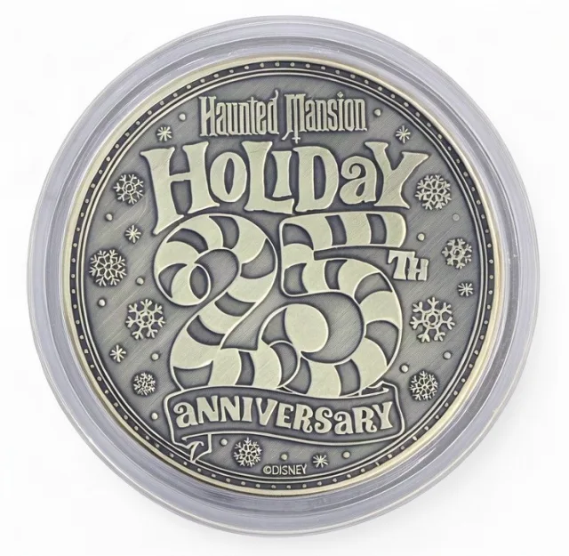 The Haunted Mansion Holiday 25th Anniversary back of a Disney medallion coin (Haunted Mansion Holiday 25th Anniversary)
