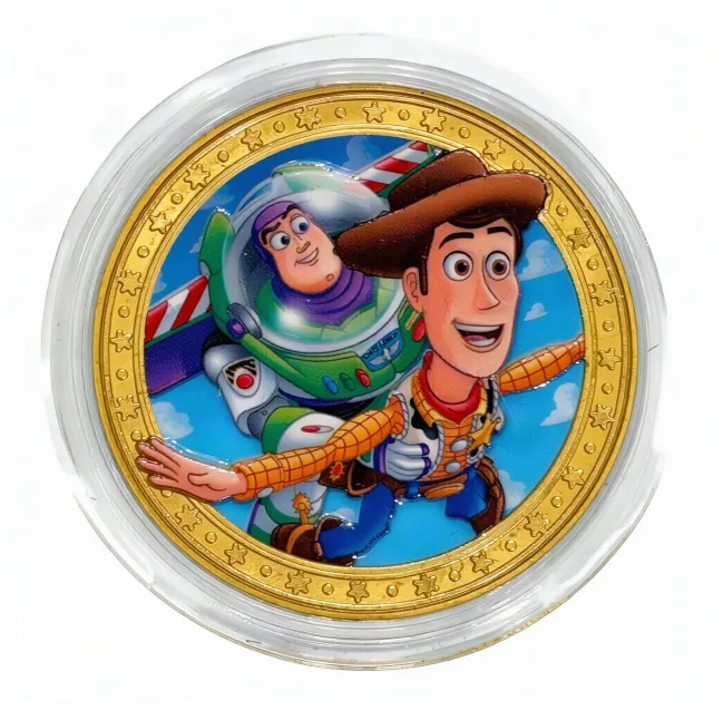 Woody & Buzz Disney medallion coin, front (Disney's Pin Traders, Disney Springs)