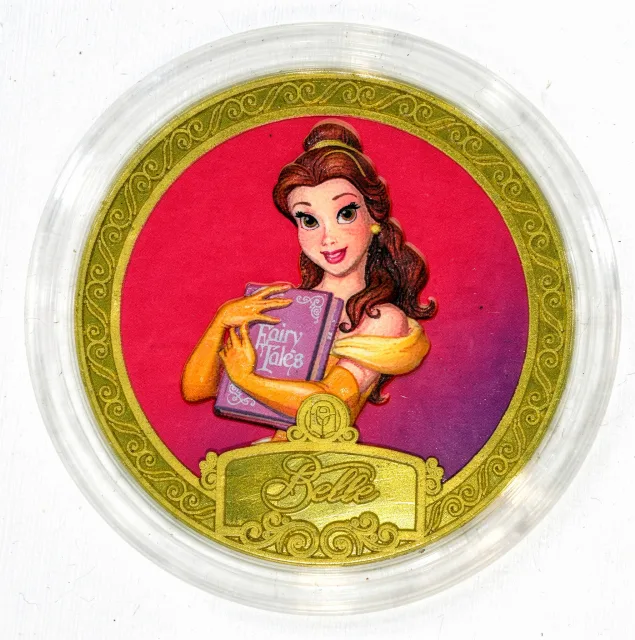 Belle Disney medallion coin, front (Sir Mickey's, Magic Kingdom)