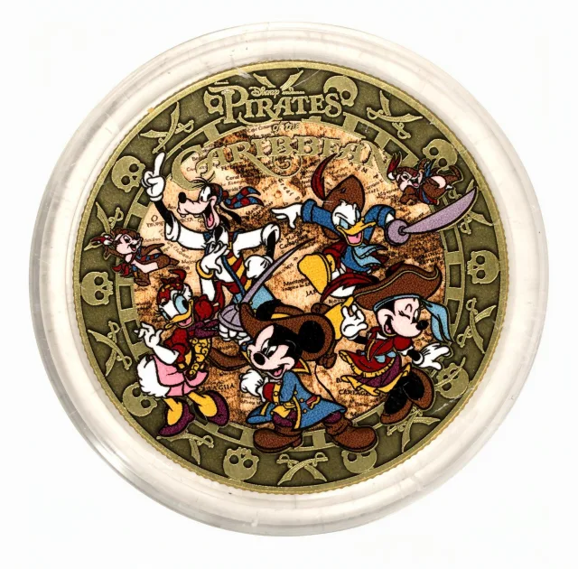 Adventureland Pirates Disney medallion coin, front (Adventureland Breezeway, Magic Kingdom)