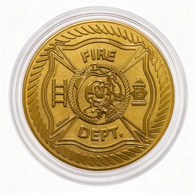 Donald & Goofy Firefighters Disney medallion coin, back