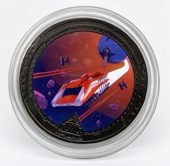 Star Tours Starspeeder Disney medallion coin, front (Space Mountain Exit, Disneyland Park)