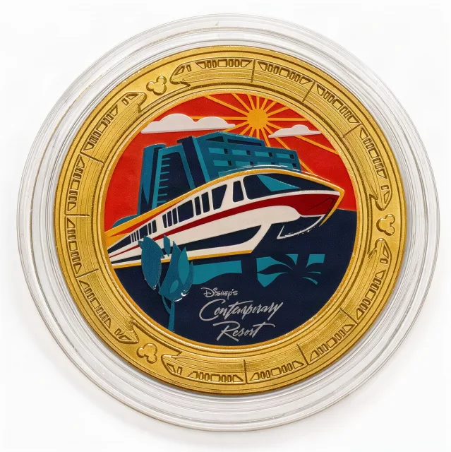 Contemporary Resort Monorail Disney medallion coin, front (Disney's Contemporary Resort, Resort Hotels)