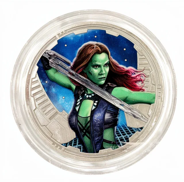 Gamora Disney medallion coin, front (Treasures of Xandar, EPCOT)