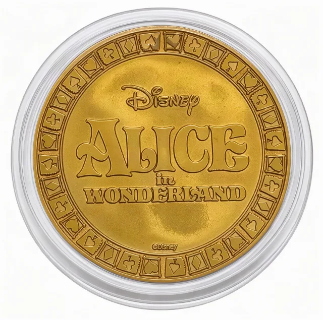 Alice & Cheshire Cat Disney medallion coin, back (Disney's Grand Floridian Resort & Spa, Resort Hotels)