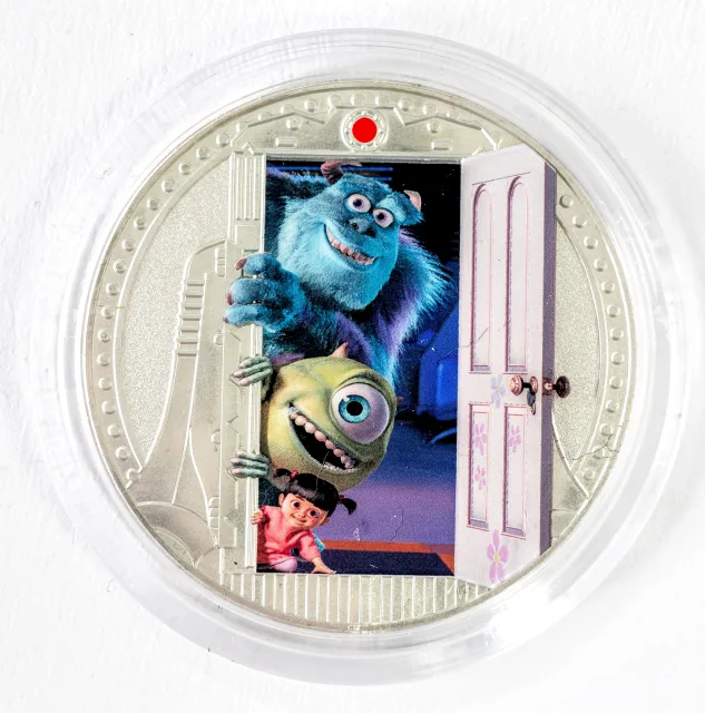 Monsters, Inc. Disney medallion coin, front (Celebrity 5 & 10, Disney's Hollywood Studios)