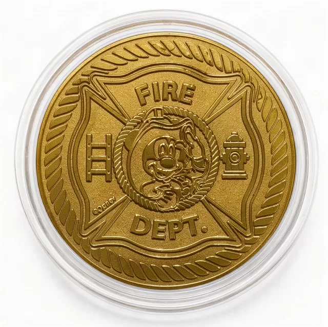 Red the Fire Truck Disney medallion coin, back