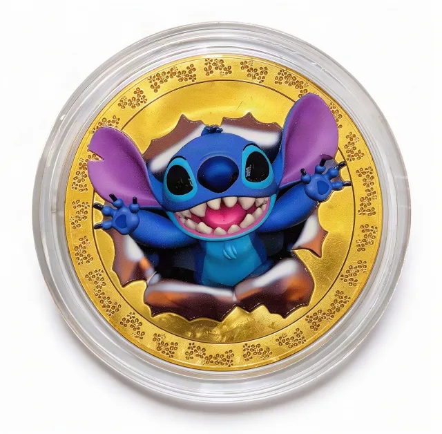 Stitch Burst Disney medallion coin, front (Disney's Grand Floridian Resort & Spa, Resort Hotels)