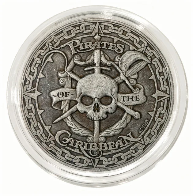 Skeleton Pirate at the Helm Disney medallion coin, back