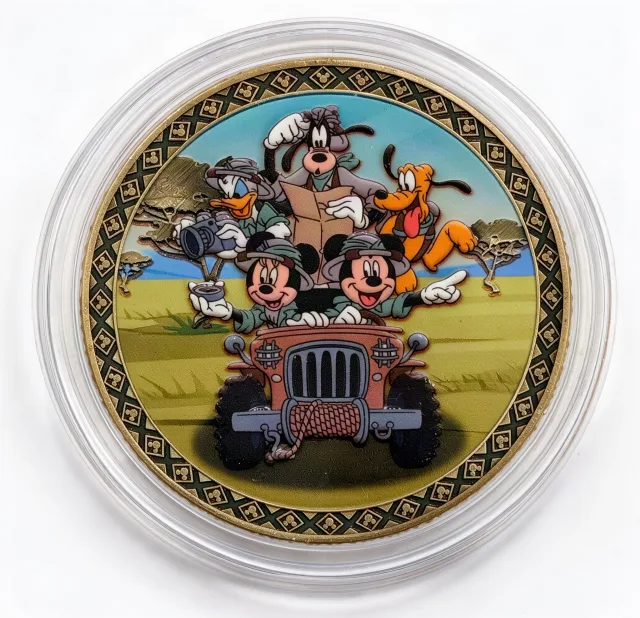 Mickey & Friends Safari Vehicle Disney medallion coin, front (Riverside Depot, Disney's Animal Kingdom)