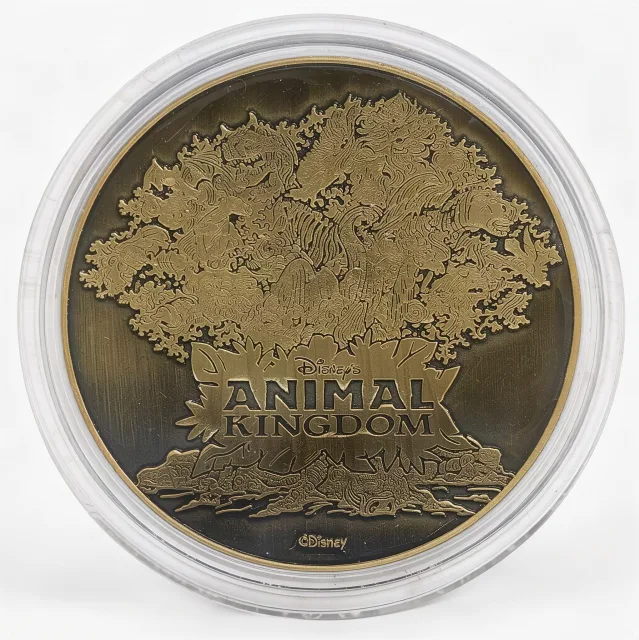 The Animal Kingdom back of a Disney medallion coin (Safari Mickey)