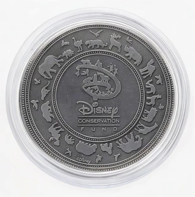 Scar & Hyenas Disney medallion coin, Disney Conservation Fund back (Mombasa Marketplace / Zuri's Sweets Shop, Disney's Animal Kingdom)