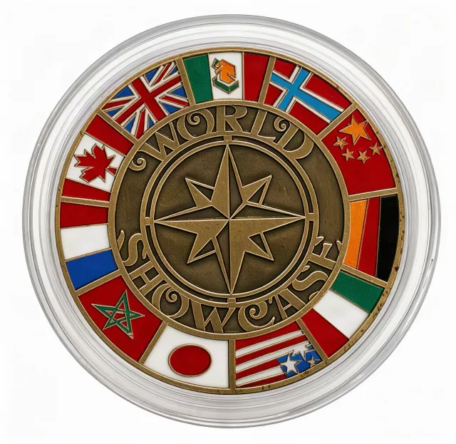 World Showcase Compass Disney medallion coin, front (Creations Shop, EPCOT)