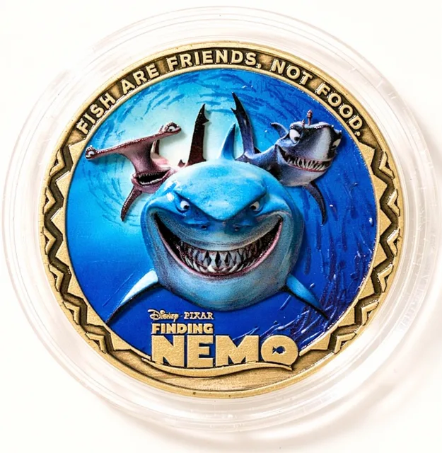 Bruce, Anchor & Chum Disney medallion coin, front (The Seas with Nemo & Friends Pavilion, EPCOT)