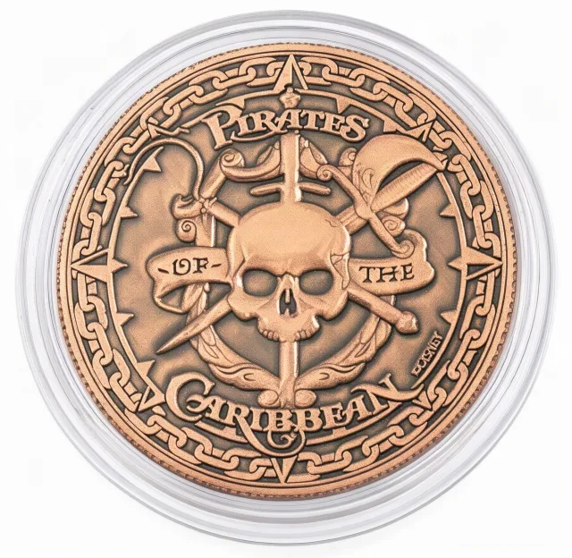 Pirate Sailor Disney medallion coin, back (Pieces of Eight, Disneyland Park)
