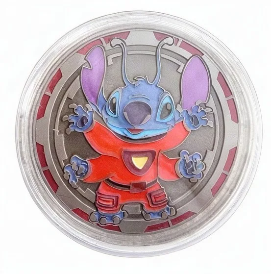 Space Suit Stitch Disney medallion coin, front (Space Mountain Exit, Disneyland Park)