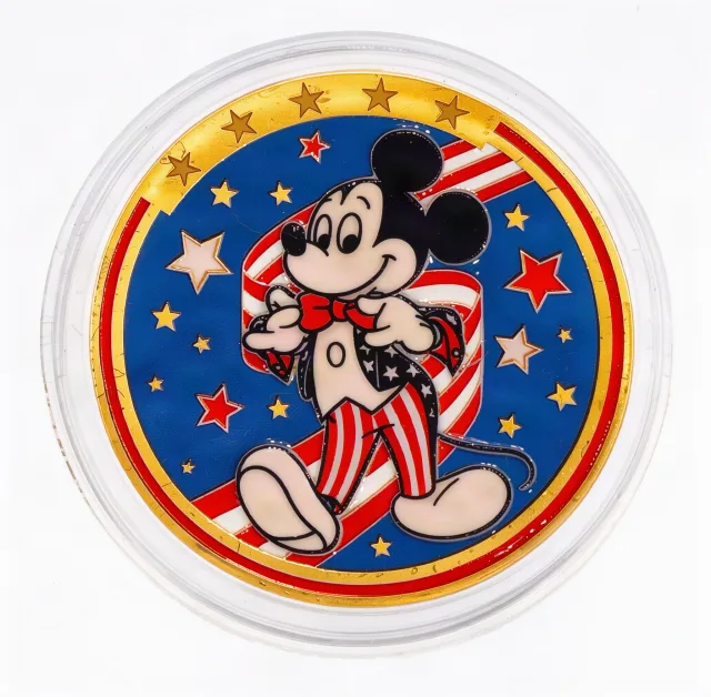 Patriotic Mickey Disney medallion coin, front (The Land Pavilion, EPCOT)