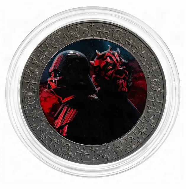 Darth Vader & Darth Maul Disney medallion coin, front (Star Wars Galactic Outpost, Disney Springs)
