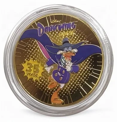 Darkwing Duck 35 Years Disney medallion coin, front (Expo machine 2, D23 Expo 2026)