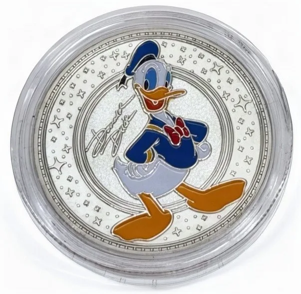 Donald Duck Disney medallion coin, front (Main Street Railroad Station, Magic Kingdom)