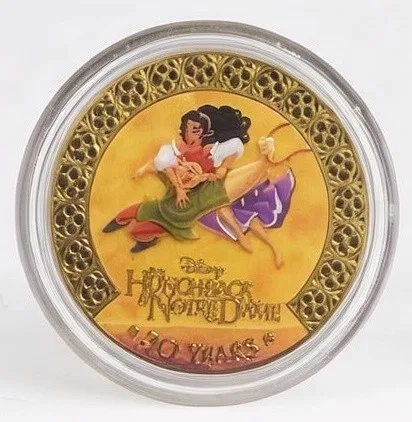 The Hunchback of Notre Dame 30 Years Disney medallion coin, front (Expo machine 2, D23 Expo 2026)