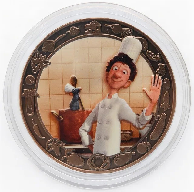 Linguini & Remy Disney medallion coin, front (Bing Bong's Sweet Stuff, Disney California Adventure)