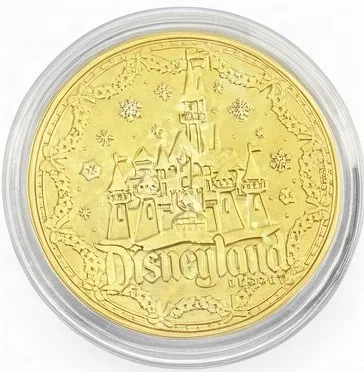 Minnie on the Caboose Disney medallion coin, Disneyland Resort at Christmas back (World of Disney (West), Downtown Disney District)